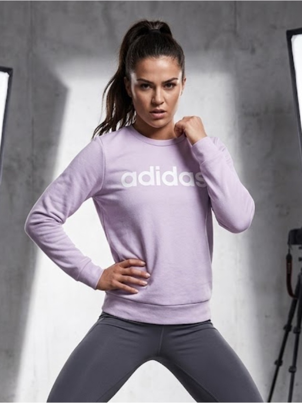 Adidas Essentials Lilac Lavender Logo Sweatshirt